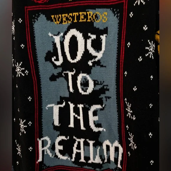 Game of Thrones Westeros Ugly Christmas Holiday Sweater “Joy To The Realm” Large - Picture 3 of 6